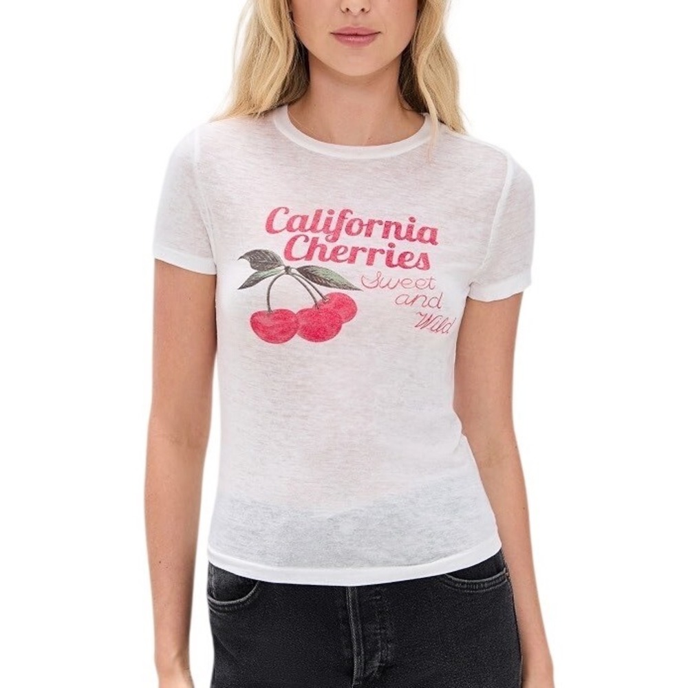 RE/DONE Womens California Cherries Tiny Tee Graphic Classic Size M NEW